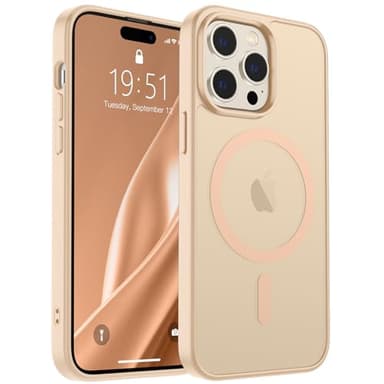 SUPFINE Magnetic for iPhone 14 Pro Max Case (Compatible with MagSafe) (Military Grade Drop Protection) Slim Translucent Matte Shockproof with Anti-Fingerprint Phone Case,Sand Pink - Image 1