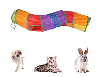 iCAGY Cat Tunnel for Indoor Cats Interactive, Rabbit Tunnel Toys, Pet Toys Play Tunnels for Cats Kittens Rabbits Puppies Crinkle Pop Up Rainbow 47" Shape S - Image 3
