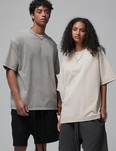 Arssm 3 Pack Men Oversized T Shirts Vintage Tee Loose Fit Short Sleeve Casual Streetwear Baggy Washed Unisex Tops(BlackGreyBeige-XL) - Image 4