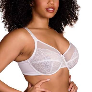 HSIA Minimizer Bras for Women Enchante Full Coverage Underwire Bras Plus Size Lifting Floral Lace Bra for Heavy Breast White - Image 2