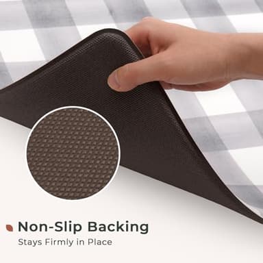 FRESHMINT Modern Farmhouse Plaid 2 Piece Set Kitchen Mats for Floor Anti Fatigue Waterproof & Non-Skid Kitchen Rugs Cushioned Kitchen Mat for Standing Washable Comfort Desk Kitchen Runners - Image 5