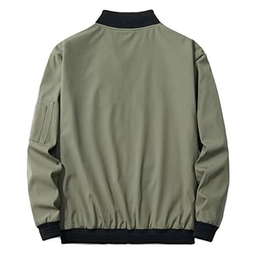 URBANFIND Men's Slim Fit Lightweight Sportswear Jacket Casual Bomber Jacket US 2XL Avocado Green - Image 2