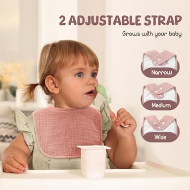 POIKSHARK 6-Pack Muslin Baby Bibs for Unisex Boys Girls, Soft Cotton Baby Drool Bibs, Solid Colors, Drooling and Teething Bibs for Infant, Newborn - Pink - Image 3