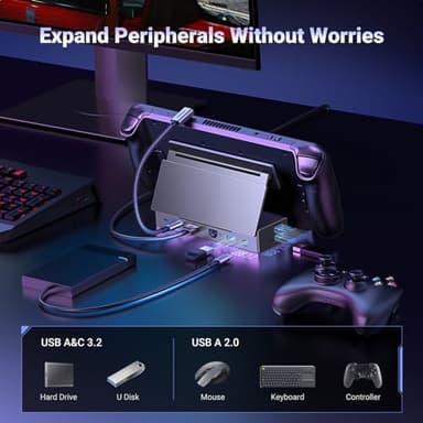 UGREEN Steam Deck Dock 9-in-1 USB C Docking Station with Foldable Stand, 4K@60Hz HDMI, Gigabit Ethernet, PD 100W, 10Gbps USB A&C 3.2, TF/SD Compatible with Steam Deck, Rog Ally, Rog X, Legion Go etc - Image 6