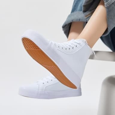 hash bubbie Unisex Canvas High top Sneakers Women's Classic Fashion High Tops Canvas Shoes Casual Tennis Shoes for Men（White.US9.5W/7.5M） - Image 7