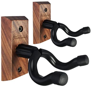 Guitar Wall Mount 2 Pack, Black Walnut Wood Guitar Hanger, U-Shaped Guitar Wall Hanger Mount, Guitar Holder Hook Stand Wall for Acoustic, Electric Guitar, Banjo, Bass, for Guitar Player Men Boy - Image 1