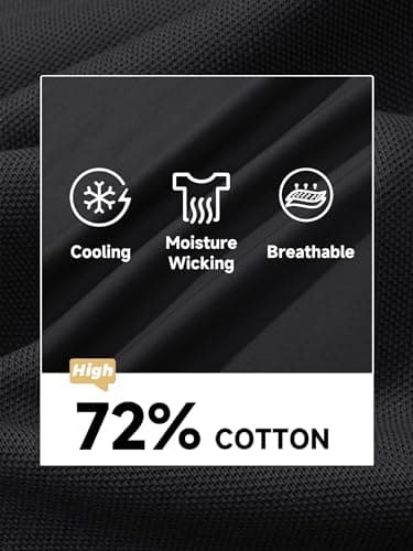 MAGCOMSEN Men's Polo Shirts Short Sleeve Golf Shirts Black Shirt Cotton Polo Shirts Classic Fit Tennis Polo Summer Casual Collared Shirt T Black, 2XL - Image 5