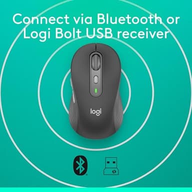Logitech Signature Plus M750 L Wireless Mouse - for Large Hands, SmartWheel, Bluetooth, Multi Device, 24-Month Battery, Silent Clicks, Customizable Side Buttons, Contoured Shape - Graphite - Image 6