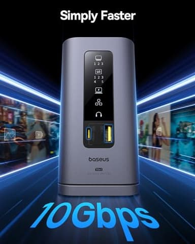 Baseus SpaceMate(MAC) Docking Station, USB C Docking Station 3 Monitors with 4K HDMI, 10Gbps USB Ports, 100W PD, Gigabit Ethernet, Audio, Laptop Docking Station for Mac & Win - Image 6