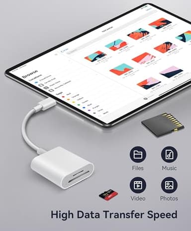 USB C SD Card Reader, WNXSLOAD SD Card Adapter with SD MicroSD Dual Slots for iPhone 15 16 iPad Mac MacBook Laptop, USB-C/TypeC High-Speed Trail Camera Memory Card Reader, Plug & Play - 2 Slots - Image 6