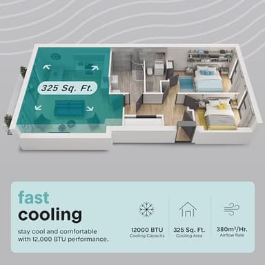 SereneLife Small Air Conditioner Portable 12,000 BTU with Built-in Dehumidifier + Heat - Portable AC unit for rooms up to 550 sq ft - Remote Control, Window Mount Exhaust Kit - Image 4