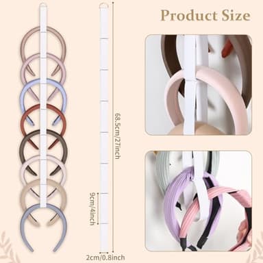 3 PCS Headband Holder Organizer for Girl,Hanging Hairband Storage for Women,White Hair Hoop Display Hair Accessories Organizer Bedroom College Dorm Decor - Image 3