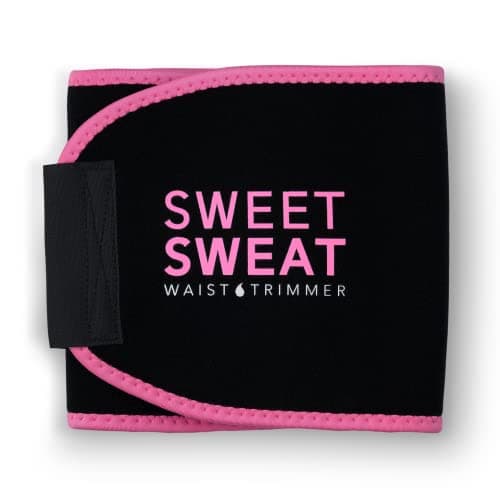 Sweet Sweat Waist Trimmer for Women and Men - Sweat Band Waist Trainer Belt for High Intensity Training and Gym Workouts, 5 Adjustable Sizes Black/Pink - Image 1