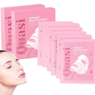 JQJQ Quasi Collagen Glow Up Mask 2.0, Quasi Bio Collagen Face Mask, Firm Skin Deep Hydrating Masks for Wrinkle Reduction and Pore Minimization - Glow like Glass Skin (2 BOX-8PCS) 7-14 Days delivery - Image 1