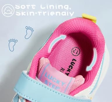 LUCKY STEP Kids Tennis Running Shoes for Children Athletic Sports Gym Lightweight Casual Walking Wide Shoes Toddler School Sneakers(White/Blue,Little Kid 2) - Image 6