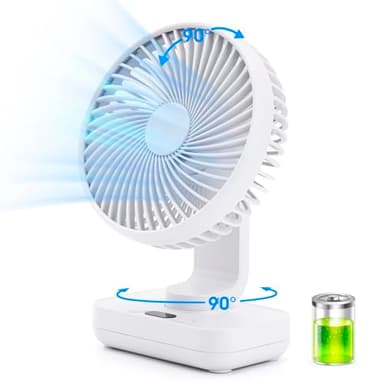 Digibond Oscillating Table Fan Small Oscillating Fan for Bedroom/Indoor/Outdoor Ultra Quiet Mini Desk Fan Auto 90° Rotated 4 Speeds 5in Wall Mounted Cordless Portable Rechargeable (White) - Image 7