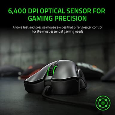 Razer DeathAdder Essential Gaming Mouse: 6400 DPI Optical Sensor - 5 Programmable Buttons - Mechanical Switches - Rubber Side Grips - Classic Black - Image 2