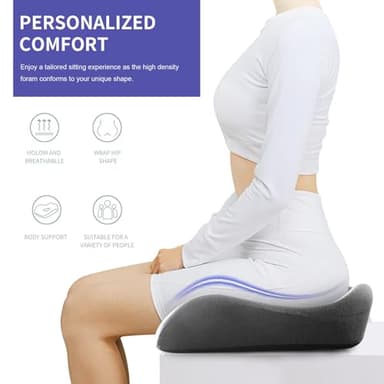 Pubemy SupremeComfort X-Large Gel Infused High Density Foam Seat Cushion for Office Chair, Kitchen Chair, Car Seats- Elevate Your Seating Experience -Pressure Sore and Tailbone Pain Relief - Image 4