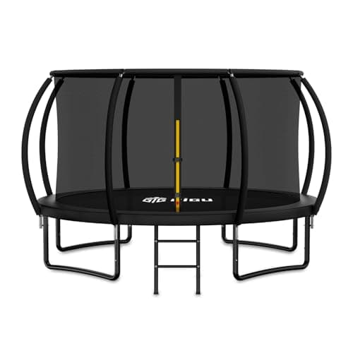 Gigu 10 FT Recreational Trampoline -Reinforced T-Socket Frame, Double Zippered Entry, Includes Ladder and Enclosure, Outdoor Specific - Image 1