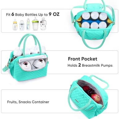 Breastmilk Cooler Travel Bag with 2pcs Wipes Dispensers and Ice Pack - Baby Bottle Cooler for 6 Bottles Up to 9 Ounce - Image 2