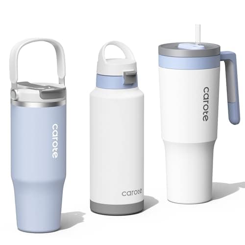 CAROTE 3-Pack Insulated Stainless Steel Water Bottles with Upgraded Leakproof Tech, Car Holder Fit & Scratch-Resistant, 32/32/40 oz Travel Straw Tumblers Set for Home/Car/Outdoor (Blue) - Image 1