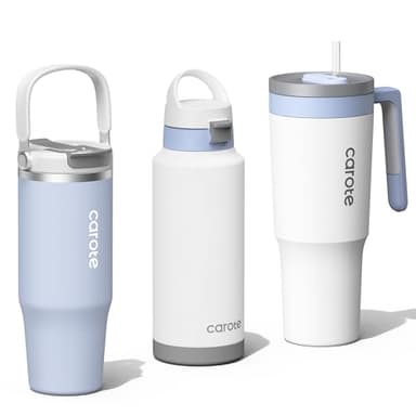 CAROTE 3-Pack Insulated Stainless Steel Water Bottles with Upgraded Leakproof Tech, Car Holder Fit & Scratch-Resistant, 32/32/40 oz Travel Straw Tumblers Set for Home/Car/Outdoor (Blue) - Image 1