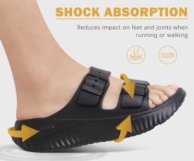 KuaiLu Womens Recovery Sandals Comfort Plantar Fasciitis Arch Support Ladies Orthotic Adjustable Strap Sport Slides Open Toe Slip On Athletic Cushion Slippers Summer Pool Beach Sandles Black Size 10 - Image 7