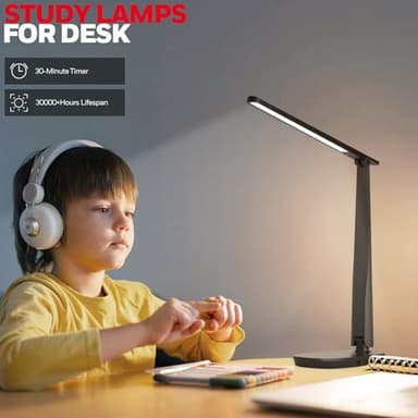Honeywell Desk Lamp for Home Office, Dimmable LED Desk Light with USB A+C Dual Charging, 4 Modes Brightness Touch Lamp with Timer, Eye Caring Foldable Reading Light, Table Lamp for Study Nightstand - Image 6