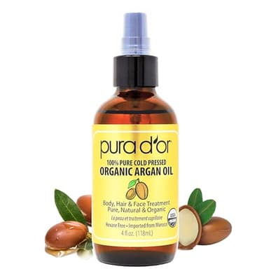 PURA D'OR 4 Oz ORGANIC Moroccan Argan Oil - USDA Certified 100% Pure & Cold Pressed Virgin Premium Grade Natural Moisturizer Treatment For Dry, Damaged Skin, Hair, Face, Body & Scalp - Men & Women - Image 1