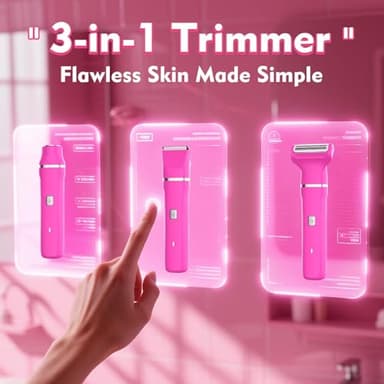 Electric Razors for Women - IPX7 Waterproof Pubic Hair Remover for Shower & Travel, 3-in-1 Bikini Trimmer with Body/Round/Curved Heads, Hypoallergenic Foil & Ceramic Blades, Self-Care Gifts for Her - Image 5