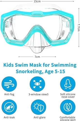 Bairuifu Kids Swim Goggles for Kids 4-16, Anti-Shattered Lens/Anti-Fog / 180 Panoramic View/Nose Cover Swimming Goggles - Image 5