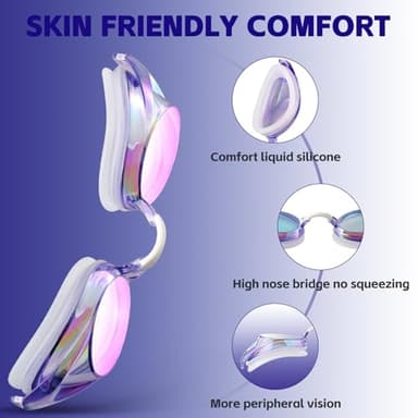 ITOWE 2 Pack Competitive Swim Goggles Adult Women, Swimming goggles Adult For Men Women Youth Bungee Strap Soft Silicone Leakproof Racing Water Goggles Panoramic Clear Vision Anti Fog UV Protection - Image 4