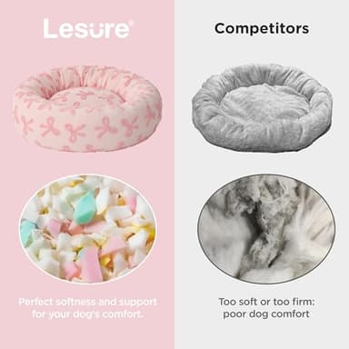 LE SURE Donut Large Dog Bed - Round Cat Beds for Indoor Anti-Anxiety Calming Pet Beds, Washable Cute Modern Beds with Jacquard Shaggy Plush & Anti Slip Bottom, 36 Inch, Pink Taffy - Image 3