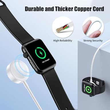 Charger Cable for Apple Watch, 1M USB C to Magnetic Wireless Fast i-Watch Charging Cable, Compatible with Series Ultra/9/8/7/6/SE/SE2/5/4/3/2,Magnetic, USB C Interface, 1m Data Cord- White - Image 5