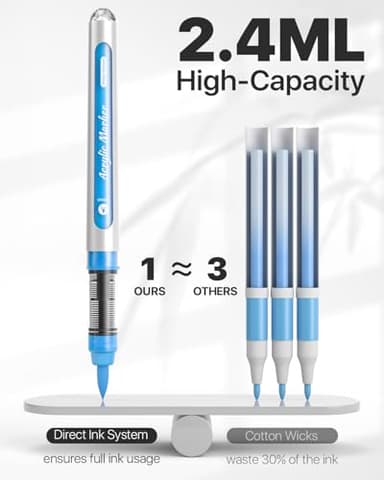 JusArt 36 Colors Acrylic Paint Markers with Canvas Bag, Water-Based Paint Pens with Automatic Ink Control for DIY Halloween Crafts, Waterproof Brush Tip Markers for Pumpkin, Rock, Wood, Fabric, Glass - Image 8