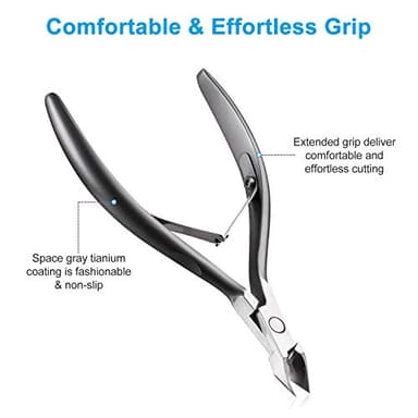 Cuticle Trimmer 3/4 Jaw Extremely Sharp Cuticle Nippers Scissors Stainless Steel Clippers Cutter Remover Pedicure Manicure Nail Tool, opove X7, Space Gray - Image 4