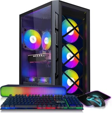 STGAubron Gaming PC Computer Desktop, Intel Core i7 up to 3.9G, GeForce GTX 1660 Super 6G, 16G RAM, 512G SSD, 600M WiFi, BT 5.0, RGB Fan x6, Windows 11 Home - Image 1