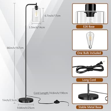 Floor Lamp,Floor Lamps for Living Room with Glass Lampshade,Modern Design Lamps Living Room,Standing Lamp with Premium Metal Material,Dimmable Living Room Lamps,Arced Floor Lamps,Tall Lamp(One Bulb) - Image 7