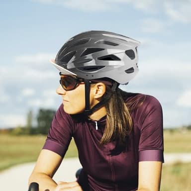 AISSTXOER Adult Bike Helmet Men and Women Bicycle Helmet Removable Visor Adjustable Cycling Helmet Suggested Fit 56 to 62cm for Mountain & Road with CPSC Safety-Certified (Silver) - Image 5