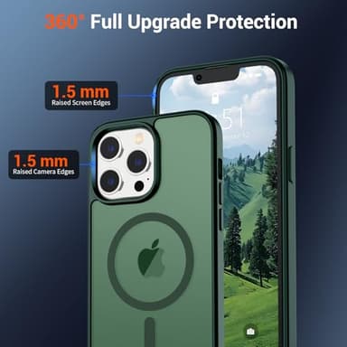 SUPFINE Magnetic for iPhone 13 Pro Max Case (Compatible with MagSafe) (Military Grade Drop Protection) Translucent Matte Shockproof Phone Case,Forest Green - Image 4