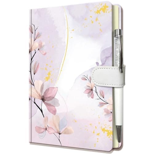 DWIYITTN Floral Journal for Girls - Gift for Teens, Kids - Diary with Pen & Magnetic Closure, 192 Pages for Writing, 5.3"x7.5" Hardcover Lined Notebook - Image 1
