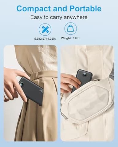 Portable Phone Charger, 12000mAh 22.5W Fast Charging Power Bank with Built-in Cables & Wall Plug, External Battery Bank with LED Display, Travel Essential Battery Pack for iPhone, iPad, Samsung White - Image 7