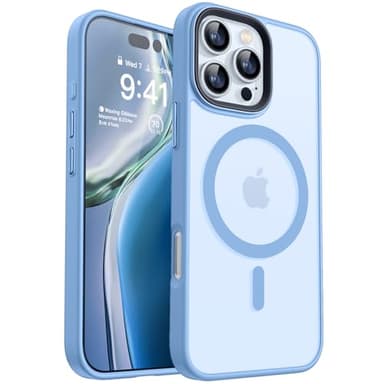 CANSHN Magnetic Compatible with iPhone 16 Pro Case [Compatible with Magsafe] [Translucent Matte] Slim Thin Shockproof Protective Bumper Phone Case Cover 6.3 Inch - Light Blue - Image 1