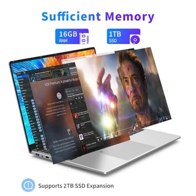 NIAKUN Laptop Computer, Gaming Laptops 2025, 16 Inch Lap Top PC Win 11 Pro, 16GB RAM 1TB SSD, N100 Processor(up to 3.4GHz), Backlit Keyboard, for Business and Students - Image 3