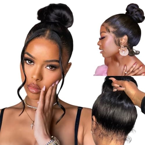 Hidden Strap Snug Fit 360 Skinlike HD Lace Frontal Wigs Human Hair Invisible Strap Pre Plucked Pre Cut Lace 250 Density Straight Lace Front Wig with Drawstring 360 Glueless Wigs Human Hair For Women - Image 1
