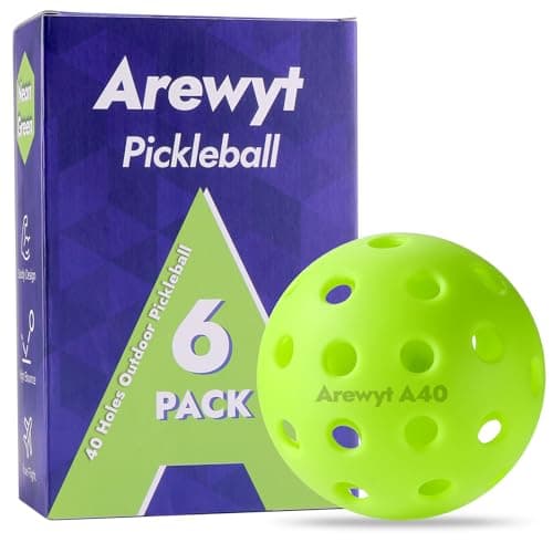 Arewyt Pickleball Balls, 6 Pack 40 Holes Outdoor Pickleball Balls, High Visibility and Bounce, Durable Pickle Balls for All Style Pickleball Paddles & All Skill Levels, Neon Green - Image 1