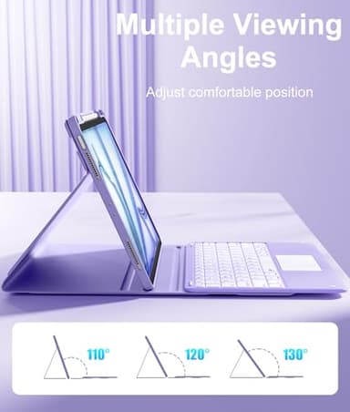 Hamile for iPad Air 13-inch Case Keyboard (M3/M2) - Magnetic Wireless Keyboard with Multi-Touch Trackpad 7 Colors Backlit Stain Proof Folio Cover for iPad Pro 12.9 6th 5th 4th 3rd Generation - Purple - Image 6