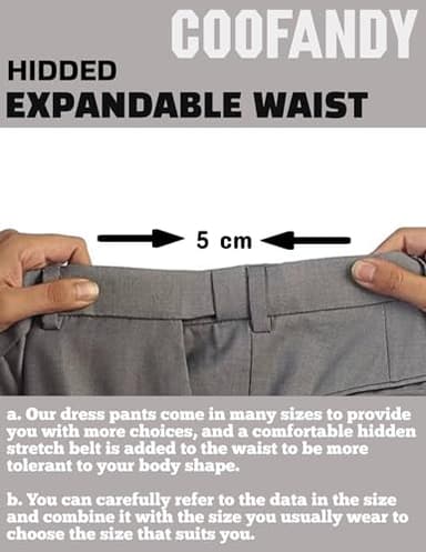 COOFANDY Men Casual Dress Pants Wrinkle Free Slacks Business Meeting Wedding Khaki 36W30L - Image 4