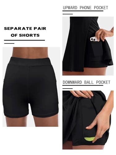 Sexyasasii Tennis Dresses for Women,Tennis Golf Dresses with Built in Shorts Sleeveless Workout Athletic Dress with Pockets Black - Image 4