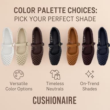 CUSHIONAIRE Weston Women’s Hand Woven Dressy Ballet Flats – Faux Leather Mary Jane with Adjustable Strap & Memory Foam, COGNAC 8 - Image 8